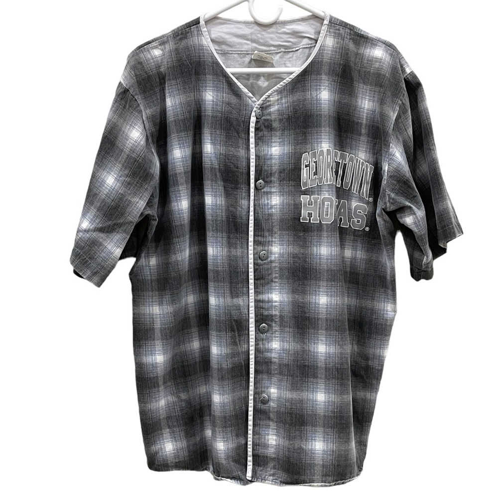 Vintage 90s C Competitor Brand Georgetown Hoyas Sport Jersey Cotton Plaid SZ L